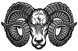 [Large Size] Papapatch Horned Goat Head Sheep Ram Biker Motorcycles Choppers Jacket Vest Applique Embroidered Sew on Iron on Patch (Iron-Horned-Goat-Large)
