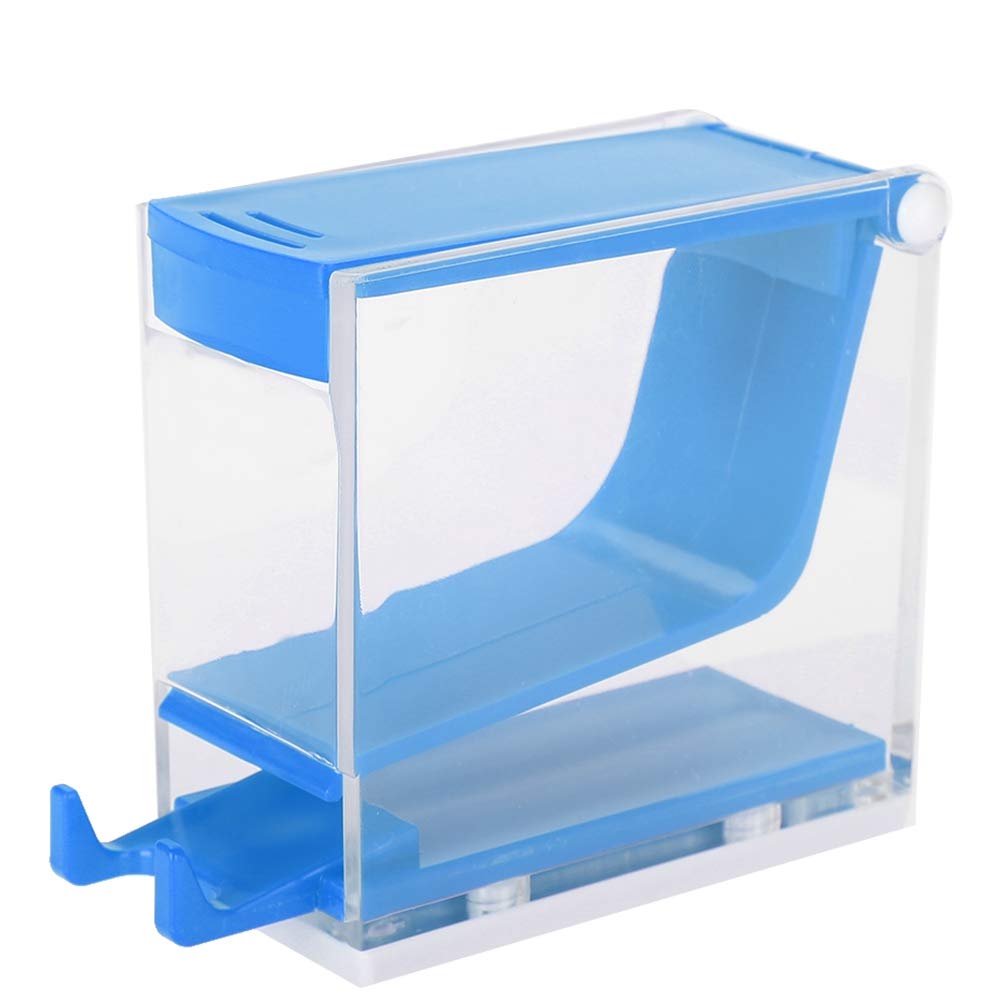 Tmishion Blue Dental Dentist Cotton Roll Dispenser 4 Colors Divider Press Type Holder Press Type Cotton Swab Storage Box (Blue)