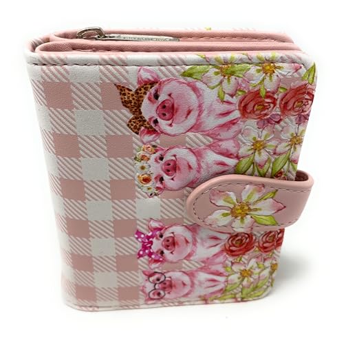 Shag Wear Piggies at Market Small Pig Wallet for Women and Teen Girls Vegan Faux Leather Pink 4.5