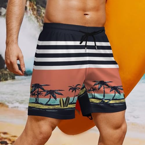 Men's Quick-Dry Swimming Trunks 7 Inch with Compression Liner 2 in 1 Beach Swim Board Shorts with Pockets3