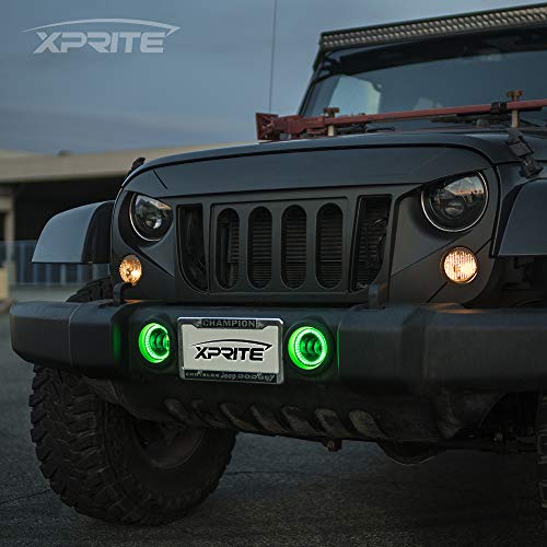 Image of 4 Inch 60W LED Fog Light w /Green Halo DRL Compatible with 07-18 Jeep JK JKU