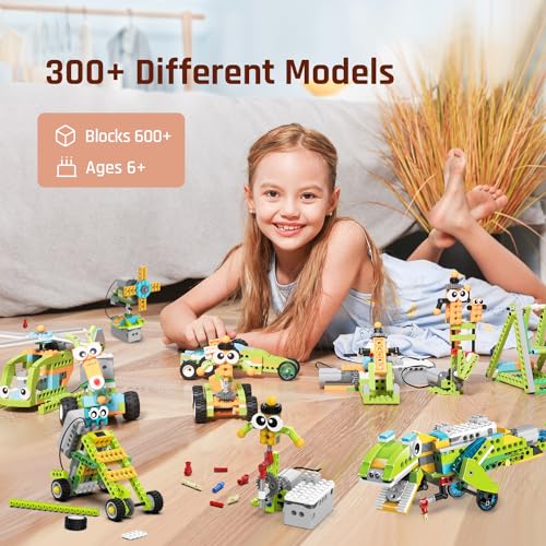 Coding Robot Kit for Kids Ages 6+, 200+ in 1 APP Control Dinosaur Robot Toy, Educational Scratch Program Robotic Kit with 47 Video Courses,Birthday Children's Day Gift for Boys Girls(600 Blocks) - Image 3