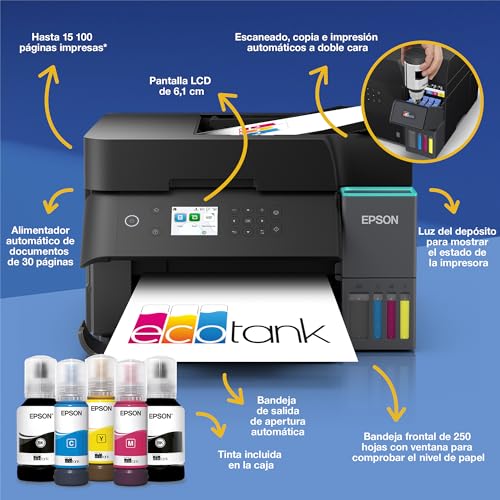 Miniatura 3 de Epson Ecotank Et-3950 Impresora De Depósito De Tinta Teletrabajo Wi-Fi A4 Imprime A Doble Cara Imprimir, Copiar, Escanear Pantalla Lcd 6,1cm Adf 30 Hojas Tinta Incluida Para 3 Años