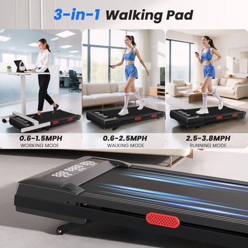 Image of Superun Walking Pad with 6% Incline, Under Desk Treadmill for Home Office, 3 in 1 Portable Walking pad Treadmill with Remote Control, 2.5HP Quiet Mini Treadmills, 300 lbs Capacity