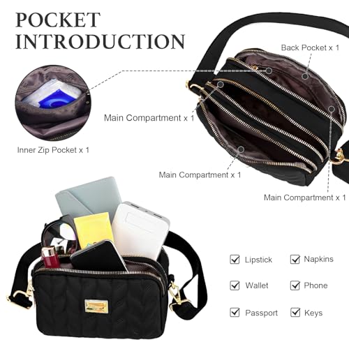 WITERY Small Crossboby Purse for Women - Waterproof Nylon Crossbody Phone Purse Shoulder Bag with Adjustable Strap4