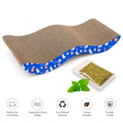 Image of PETS EMPIRE Cat Scratch Pad Cardboard cat scratchers for Indoor Cats Reversible Large Wide Corrugated with Catnip