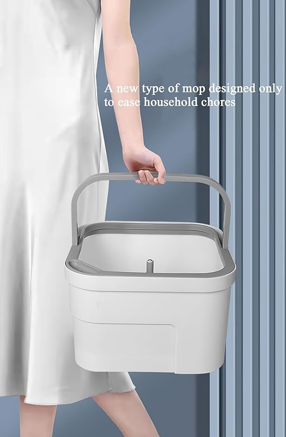 PIKFOS M16 Spin Mop and Bucket Set with Self Separation M16 Dirty and Clean Water System Self Wringing 360° Rotating Square Mop-Head for Hardwood Tile Marble Floors || 2 Pads 4