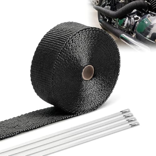 BARTOO 2" x 50' Black Exhaust Heat Wrap Roll for Motorcycle, Basa...