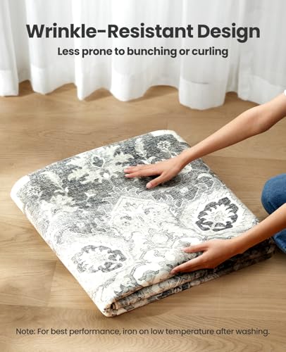 AMADA HOMEFURNISHING 8x10 Area Rugs, Low-Profile Large Washable Area Rug with Non-Slip Backing & Durable Edge Binding, Vintage Rugs for Living Room, Bedroom, Dinning Room