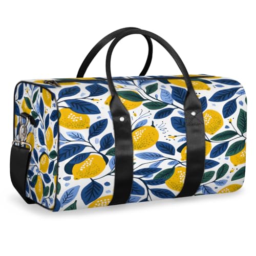 Lemon Travel Duffle Bag, Sports Gym Bags for Women Men, Carry On Weekender Overnight Bag, Lemon Workout Hospital Airplane Trips Bag