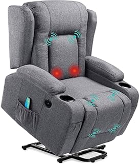 Best Choice Products Electric Power Lift Linen Recliner Massage Chair, Adjustable Furniture for Back, Lumbar, Legs w/ 3 Positions, USB Port, Heat, Cupholders, Easy-to-Reach Side Button - Gray