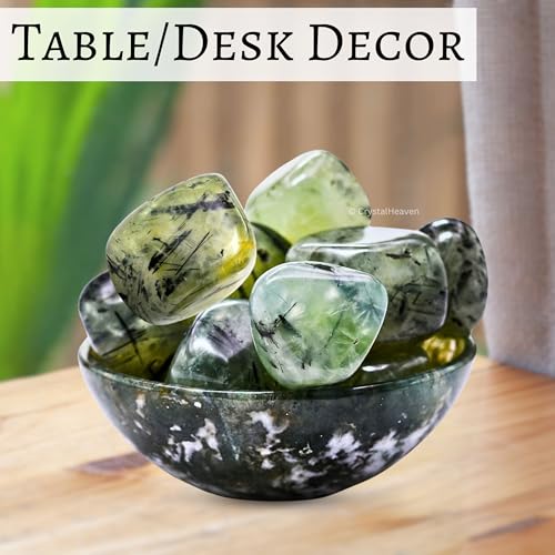 Image of Certified Prehnite Crystal Healing Tumbled Stone, Natural Polished Crystals for DIY Crafts, Manifestation, Meditation, Pooja Feng Shui and Reiki Healing (30 Grams)