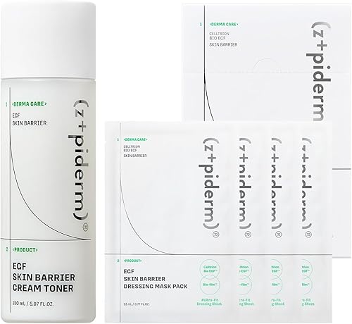Zipiderm EGF Skin Barrier Repair Duo - Tónico crema + máscara de aderezo (4ea) Set para piel enrojecida, seca y sensible Cuidado de la piel coreano