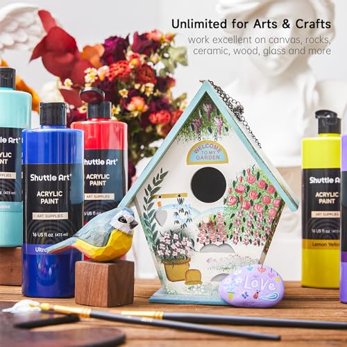 Shuttle-Art-Acrylic-Paint-15-Colors-Acrylic-Paint-Large-Bottle-Set-473ml16oz-Each-Rich-Pigments-High-Viscosity-Bulk-Paint-for-Artists-Beginners-and-Kids-on-Rocks-Crafts-Canvas-Wood-Ceramic