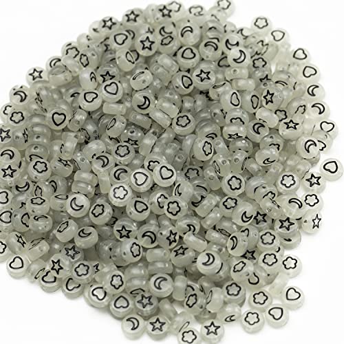 500pcs 4x7mm Glow in The Dark Acrylic Beads for Friendship Bracelets Jewellery Making, Glowing Graphic Beads, Small - Image 4