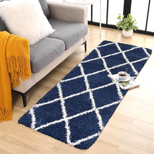 Image of 2x6 feet Soft Runner Rug for Living Room and Bedroom, Modern Indoor Floor Carpet with Non-Slip Backing, Comfortable Decorative Home Decor Rug, Easy Clean & Durable- (Blue B, Rectangular)