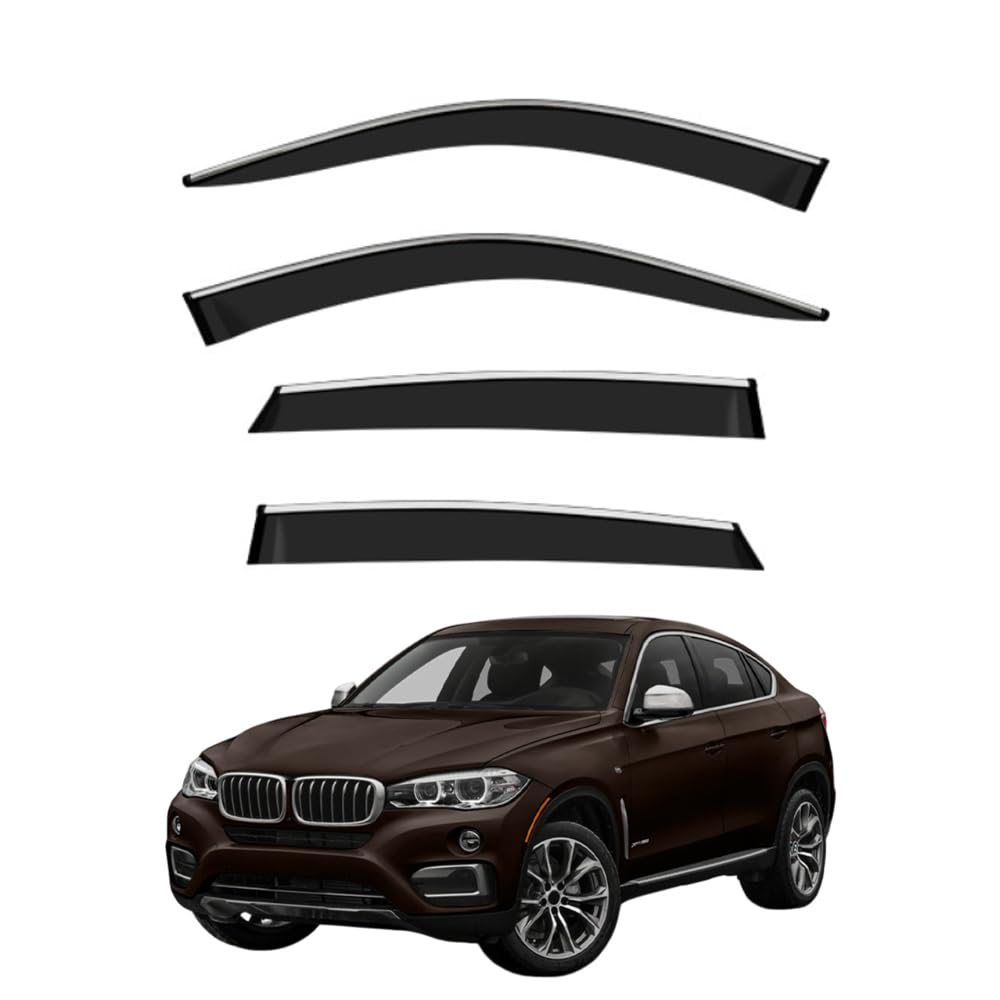QOEMRHELT 4pc Set In-Channel Wind Deflectors, for BMW X6 F16 2015-2019 Window Visors Rain Guards Vent Visors Rain & Sun Protection,Car Accessories