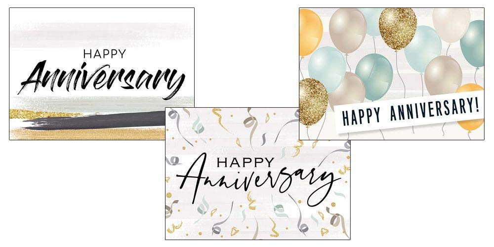 Work Anniversary Cards with Envelopes for Employees (25 Variety Assortment Pack – 3 Designs) Bulk Appreciation Greeting Card Set for Business - 5x7 Inch – Office, Work, Coworkers & Team (VP2001)