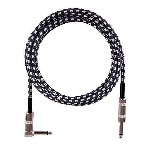 DuaFire 2芯 ギターシールド エレキ ギター ベース 用 ケーブル S/L型 6.35mmプラグ シールドケーブル 生地編み 長さ3M