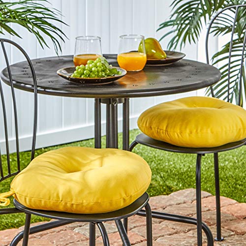 Unknown1 Driftwood 15-inch Round Outdoor Yellow Bistro Chair Cushions (Set of 2) Solid Modern Contemporary Transitional Polyester Fade Resistant Uv Water