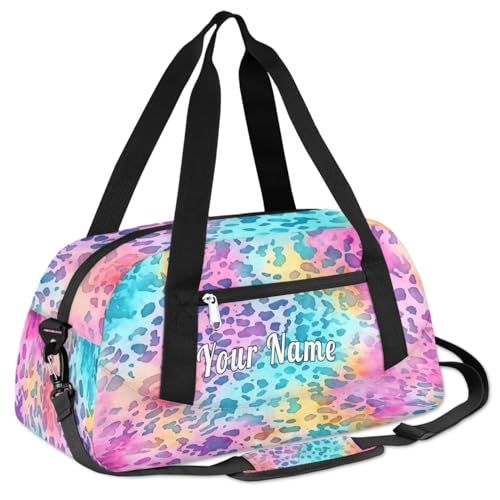 Personalized Kids Duffel Bag Colorful Abstract Leopard Print,Custom Sport Gym Bag for Boys Girls,WWeekender Overnight Bags Travel Duffel Bag,Customized Kids Gift3