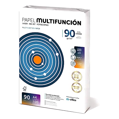 Folios A4 90gr 100 hojas, Papel Multiusos para Impresora, Folios para Impresoras Laser y de Inyección, Fotocopiadora, Fax,...