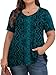 Tencede Womens Plus Size Tops Short Sleeve Tunic Shirts V Neck Summer Floral Loose Fit Blouse Green Snake Skin 4X