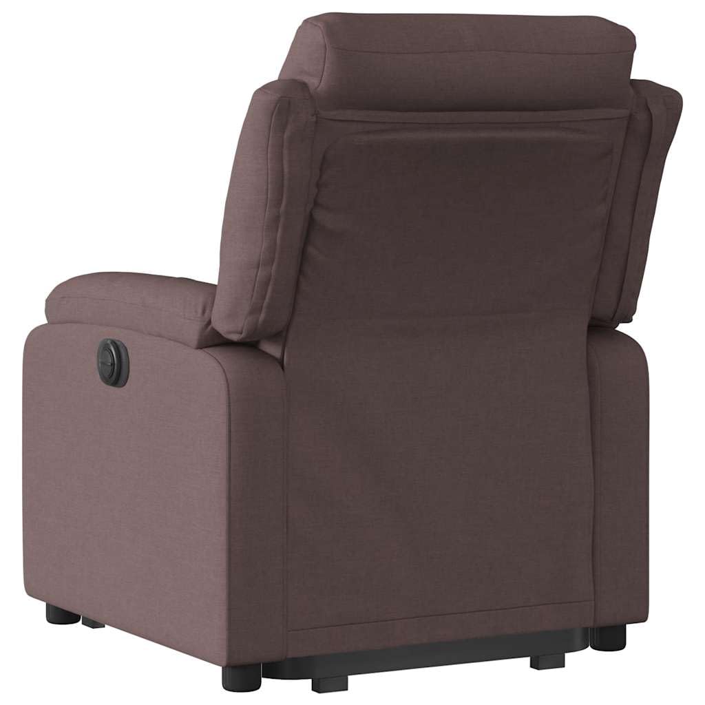 Fotel relaksacyjny z funkcją wspomagania wstawania, elektryczny ciemnobrązowy materiał, fotel tapicerowany z funkcją leżenia, 75 x 92,5 x 100 cm, fotel telewizyjny do salonu, fotel do