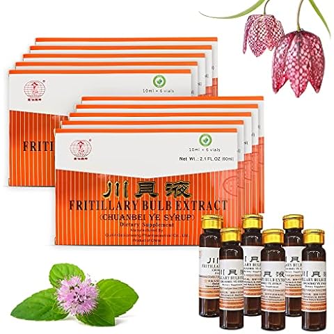 10 Pack of HerbsDepo Fritillary Bulb Extract - Sweet, Delicious, Non Drowsy and Effective Oral Liquid Dietary Supplement Cough Syrup (Chuanbei Ye Syrup) - 60 Bottles (10 ml per) Cover
