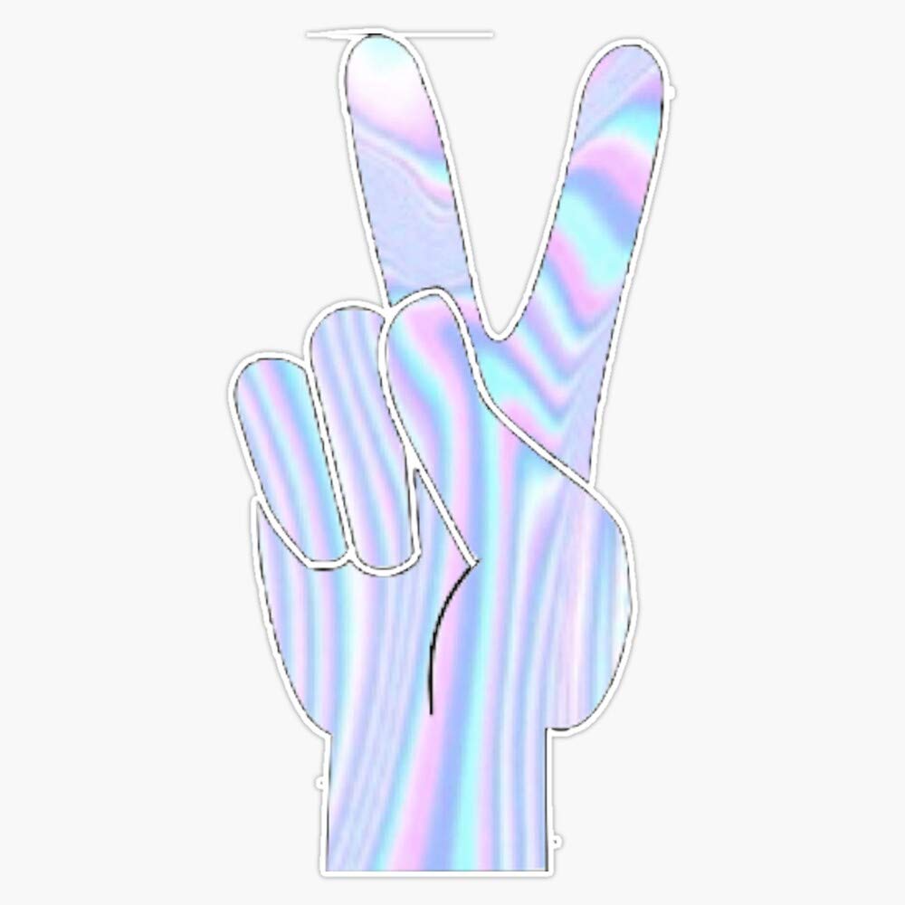 Holographic Peace Hand Vinyl Waterproof Sticker Decal Car Laptop Wall Window Bumper Sticker 5"