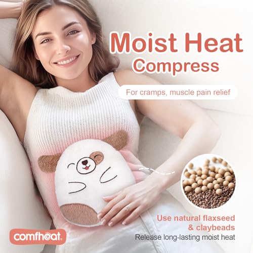 comfheat Hund Mikrowelle Heizkissen für Schmerzlinderung, Unsparfümierte Mikrowellenheizkissen Gefülltes Tier für Krämpfe, Muskeln, natürliche Hitze Pack feuchte Hitze mit waschbarer Abdeckung