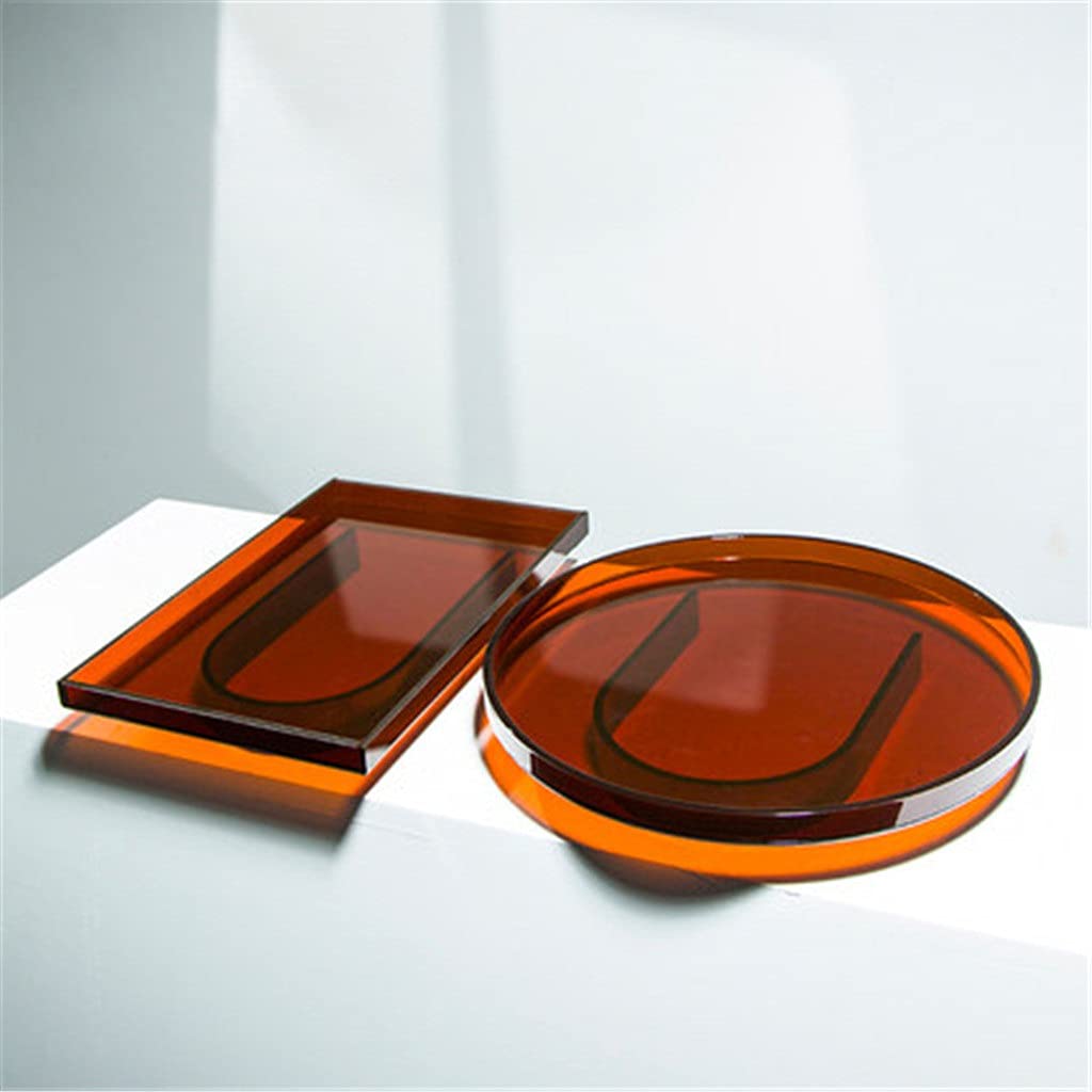 MYUYEE Bathtub Tray Household Nordic Style Acrylic Tray Round Tea Tray With Fruit Cups Perfume Toilet Bathroom Storage Tray Accessories Tray (A Set)