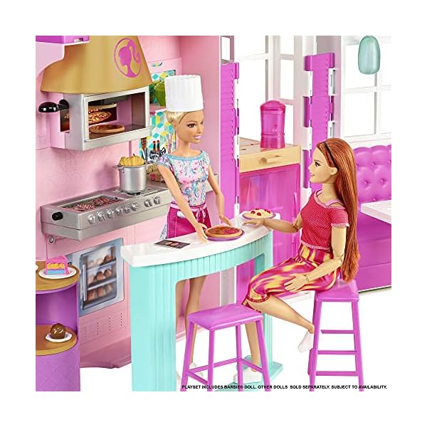 Barbie Coffret Le Restaurant de avec Une poupée Mannequin, Plus de 30 Accessoires et 6 Zones de Jeux Jouet Enfant, Dès 3 Ans, HGP59 510k8kWuzOS. SS600