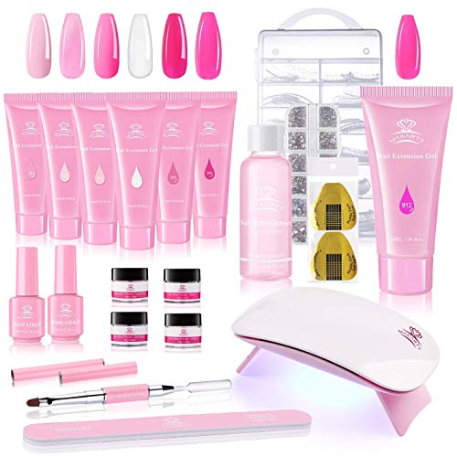 Makartt Poly Nail Extension Gel Kit Bundle, All-in-One Poly Nail Gel Kit Builder Gel, 30ML Jelly Hot Pink Nail Extension Gel