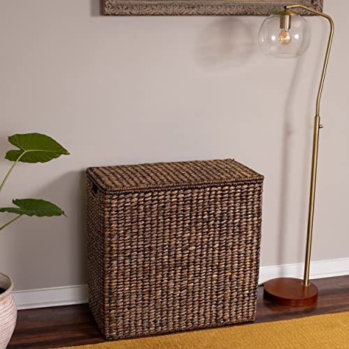BirdRock-Home-Oversized-Dual-Hampers-with-Lid-Handwoven-Natural-Seagrass-Fiber-Compartment-Laundry-Hamper-wDual-Removable-Liners-Bag-SplitTwo-Side-Basket-for-Dirty-Laundry-Clothes-Brown-Wash BirdRock Home Oversized Dual Hampers with Lid Handwoven Natural Seagrass Fiber Compartment Laundry Hamper wDual Removable Liners Bag SplitTwo Side Basket for Dirty Laundry Clothes Brown Wash
