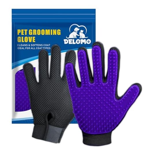 2020 New Version Pet Grooming Brush, Enhance Pet Grooming Glove with 255 Tips, Deshedding Glove for Dog and Cat, Left & Right Gentle De-Shedding Glove Brush,Purple