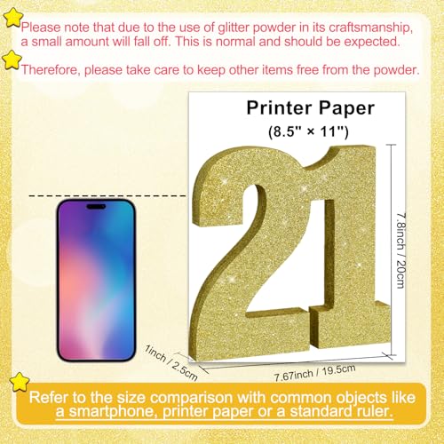 Image of TONIFUL 21st Birthday Decoration for Men and Women,21st Anniversary Decoration,Glod Glitter 21st Birthday Centerpieces for Party Decoration,Number 21 Centerpiece Table Decoration