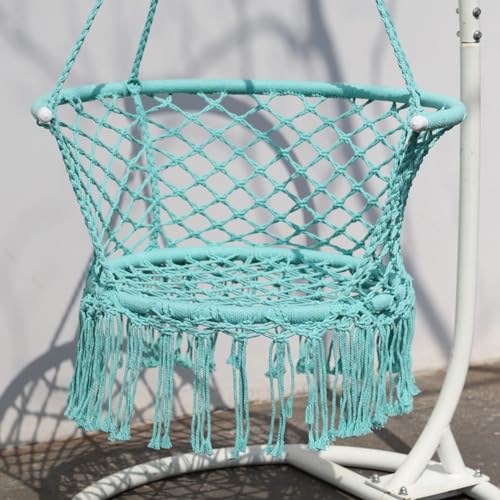 Silla colgante extra cómoda con kit de suspensión, hamaca portátil, barra de soporte de metal para uso en interiores y exteriores, dormitorio, patio, peso máximo 150 kg