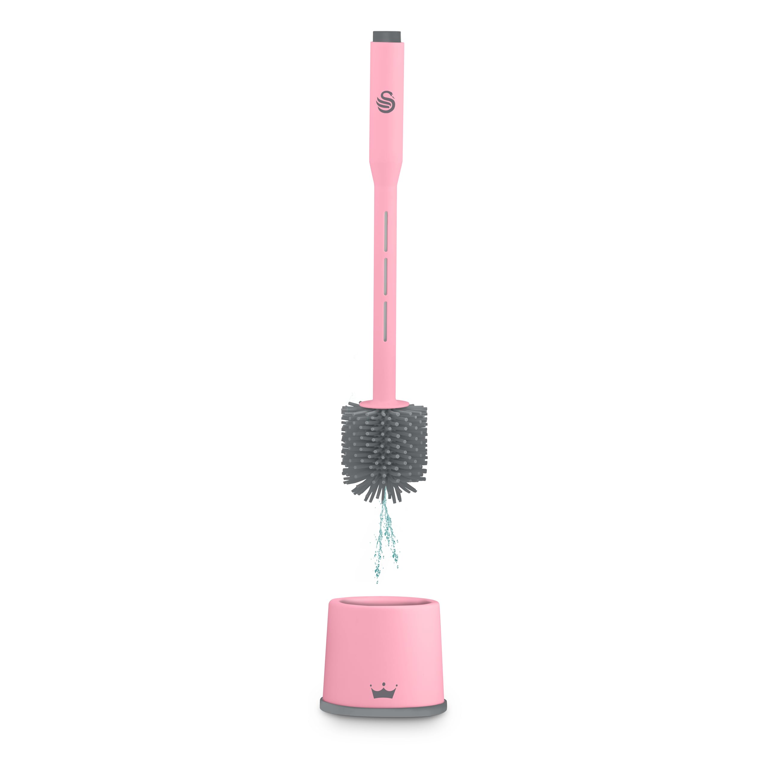 Swan Toilet Brush with Dispenser - Silicone - Pink