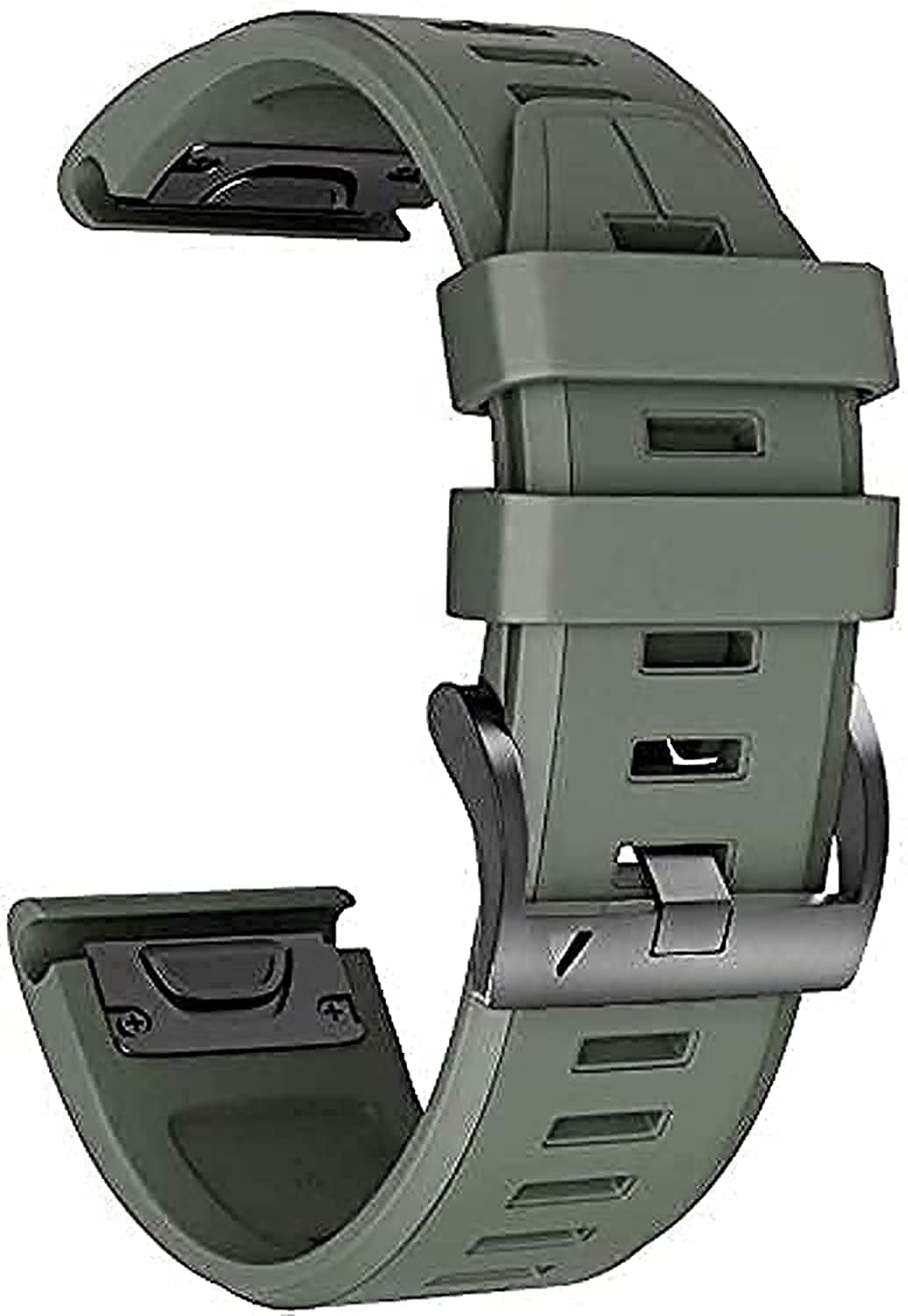 Silicone Watch Strap 26 mm width for Garmin Fenix 7X | Fenix 6X | Fenix 5X | 5 Plus | Fenix 6X Pro | Fenix 3 | Fenix 3 HR | Descent MK1| D2 Delta PX Smartwatch Strap (Army Green)