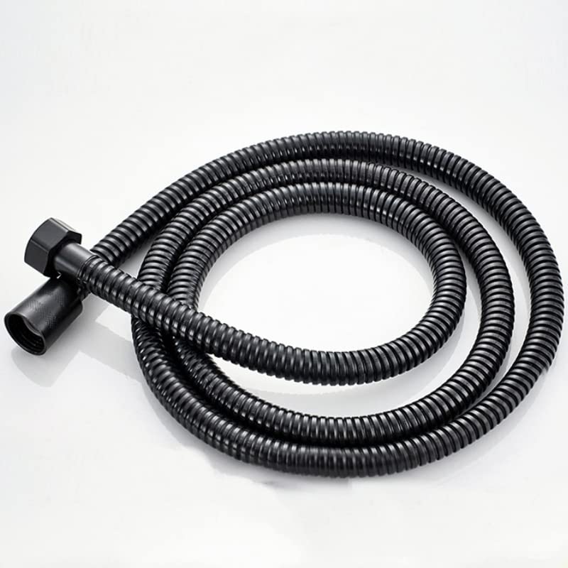 BATLAM 1.5/2M Schwarz SUS 304 Flexibler Brauseschlauch Lang Badezimmer Dusche Wasserschlauch Verlängerung Sanitärrohr Zugrohr Badzubehör-150cm (Schwarz 200cm)