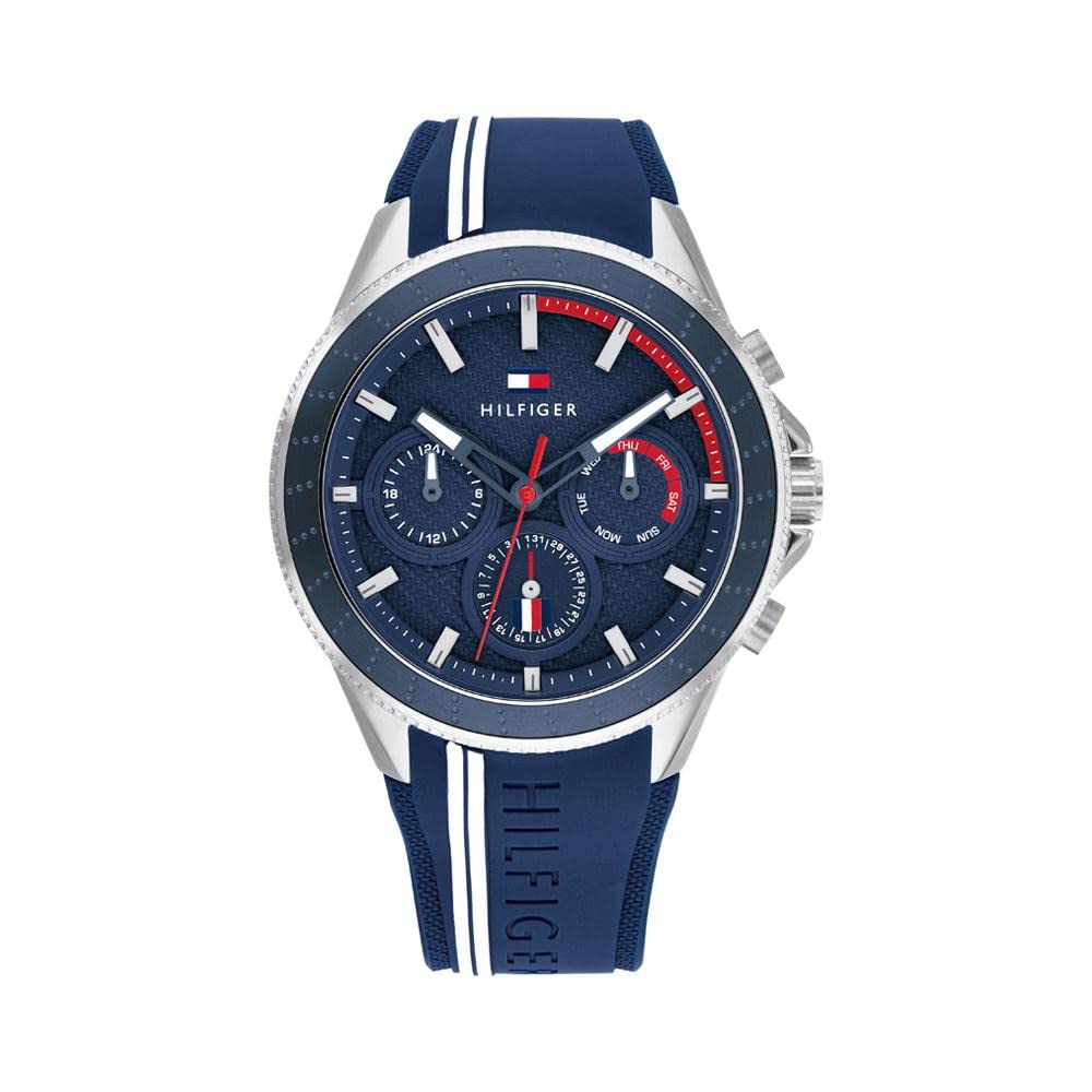 Men's Quartz Multifunction Stainless Steel and Silicon Strap Sporty Watch