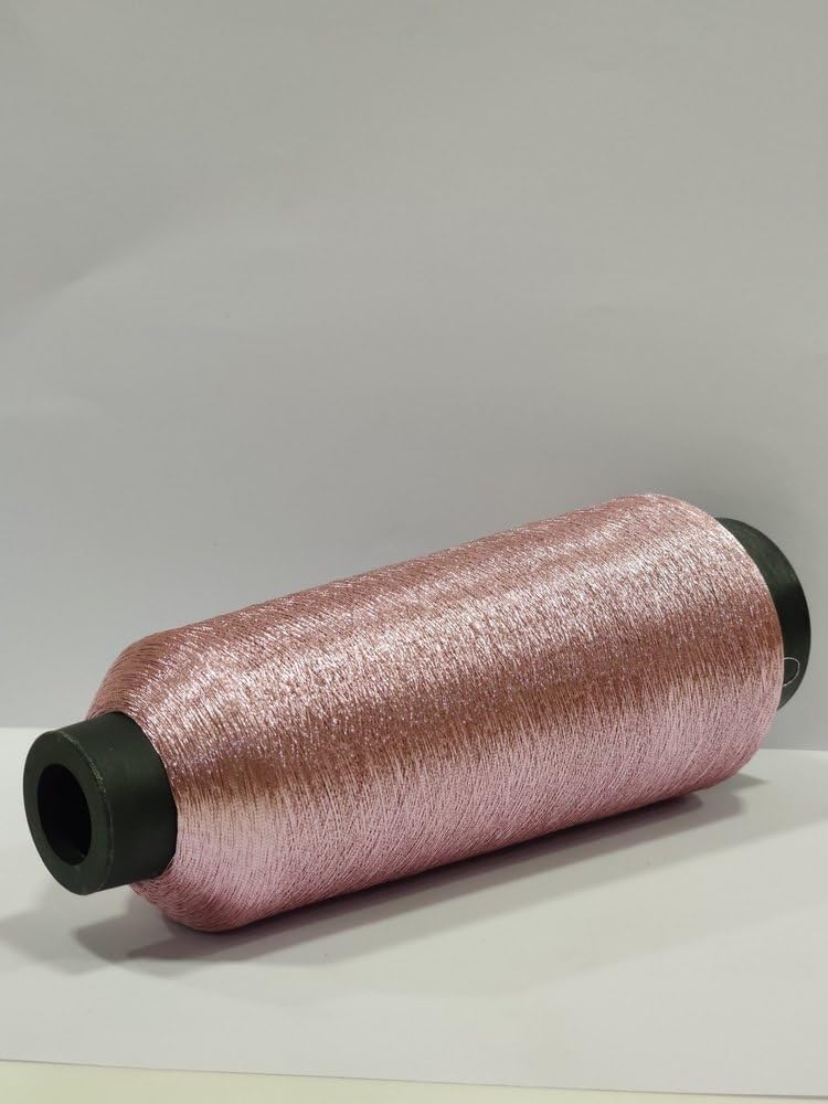 Bhavya Enterprises Sparkle Metallic Threads Machine Embroidery - 5000 Yards per roll (Light Pink) 2