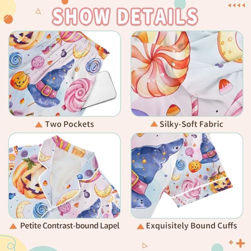 senya Magic Hat Candy Satin Summer Pajama Sets Silk Short Sleeve Button Down Sleepwear3