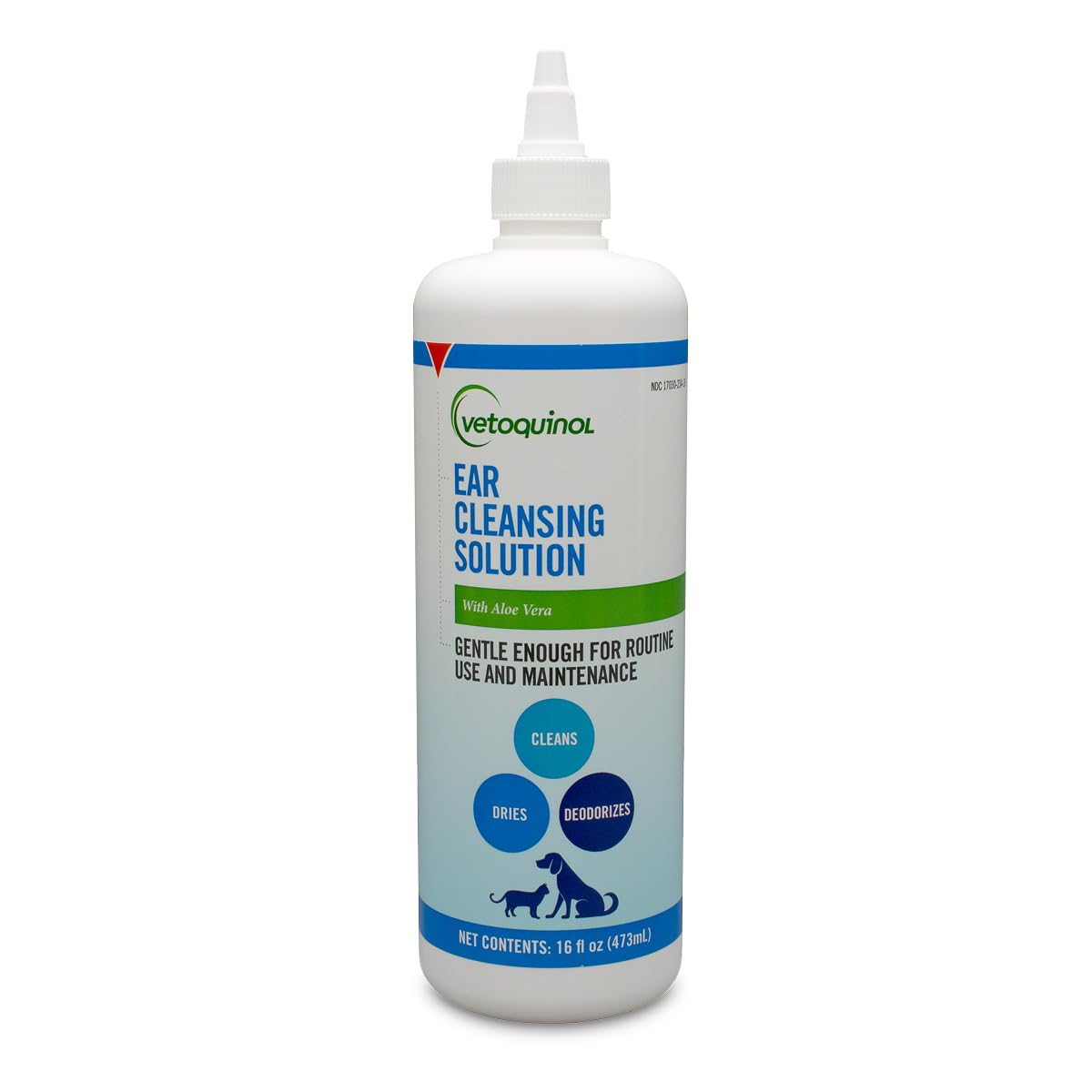 Vetoquinol Ear Cleansing Solution, Gentle Formula for Cats &amp; Dogs, 16 oz