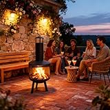 PortoAlegre Terrassenofen Mit Schornstein Feuerstelle Gartenkamin Für Brennholz Gartenofen Terrassenkamin Außen, Garten, Terrasse, Antiker Feuerofen