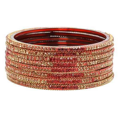 Suprimo Traditional Plain Fancy Fashion Design Glossy Glass Bangles Set With Stones For Women & Girls (8 Pack) (Mahroon, 2.2) (B0BJKRQQ41) Amazon Price History, Amazon Price Tracker