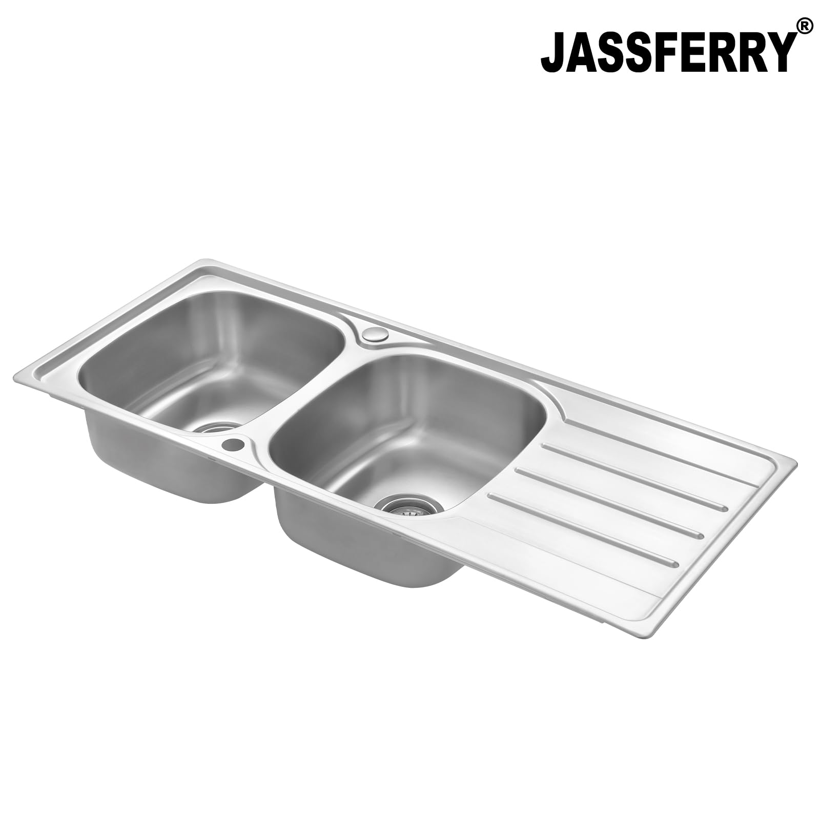 JASSFERRY Lavello da cucina 2 Vasca doppia in Acciaio Inox Spazzolato, scolapiatti reversibile Lavandino, con set di rifiuti