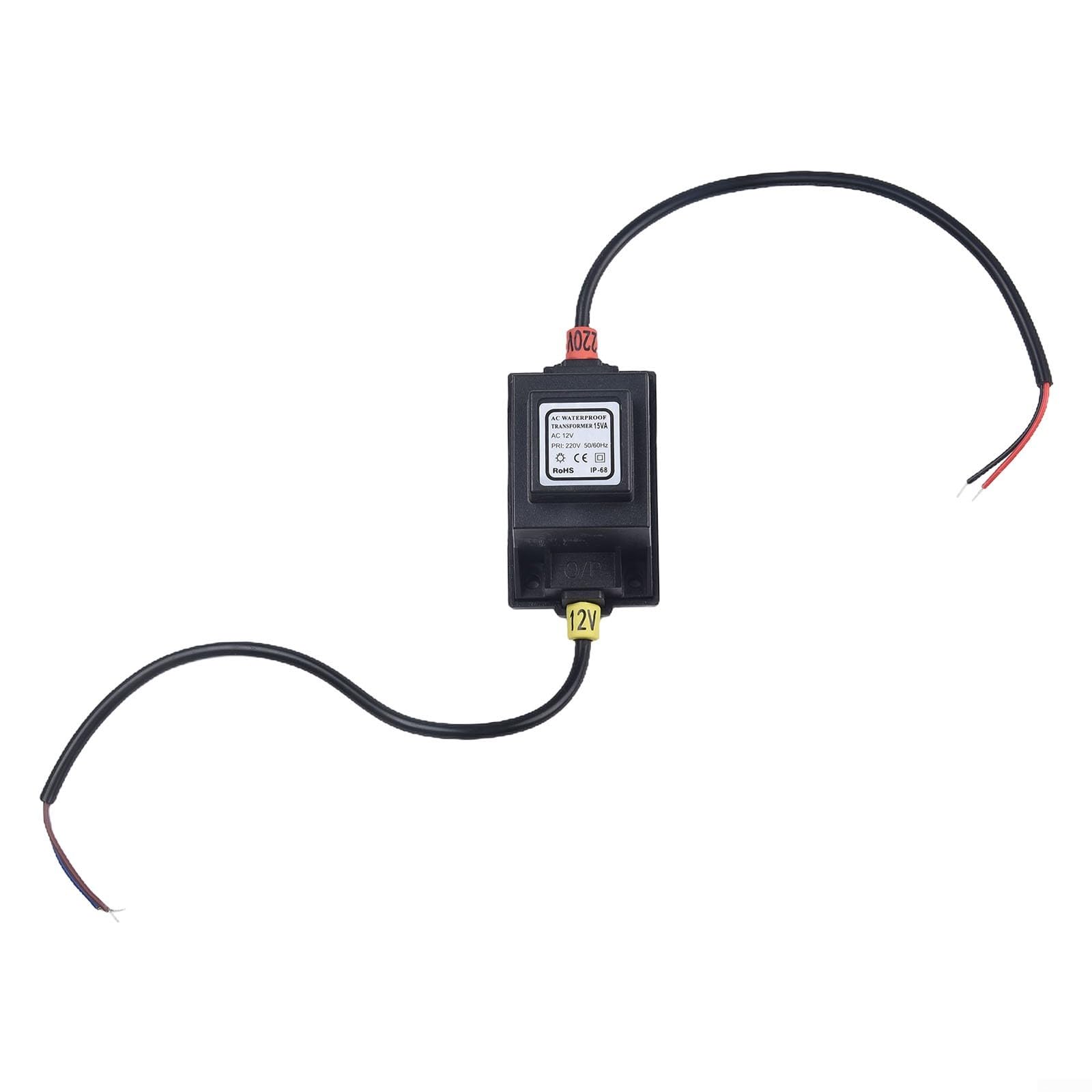 12V AC/AC LED Transformer IP67 Waterproof Power Supply for Outdoor Lighting, 5W to 80W Switching Mode Adapter for Short Circuit Protection, UK Compatible(15W)