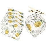 Yibeas Tropical Yellow Pineapples Cloth Table Napkins Set of 4 Graphic Palm Trees Summer Beach Table Decoration Dinner Napkins for Kitchen 18 x 18 inch